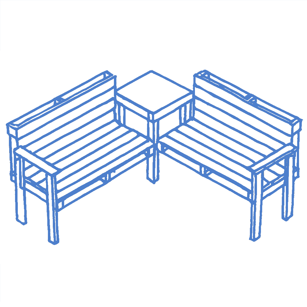 Corner Bench Blue
