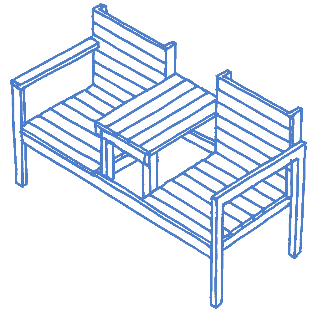 Double Bench Blue