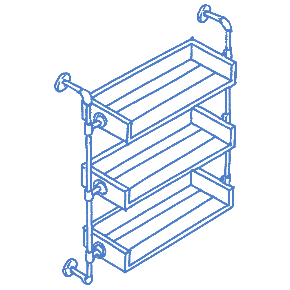 Wooden Plant Shelf with Steel Blue