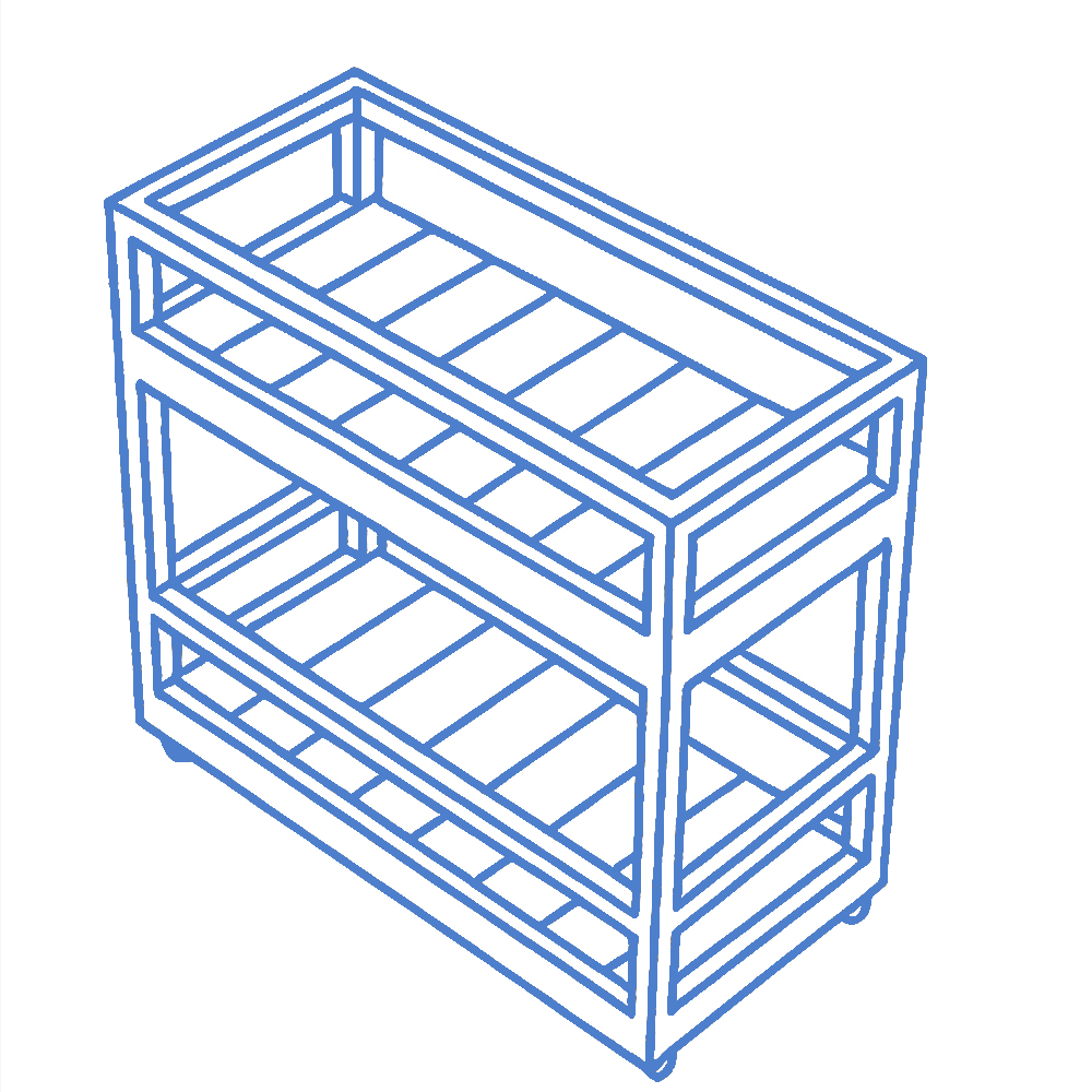 Wooden Utility Cart Blue